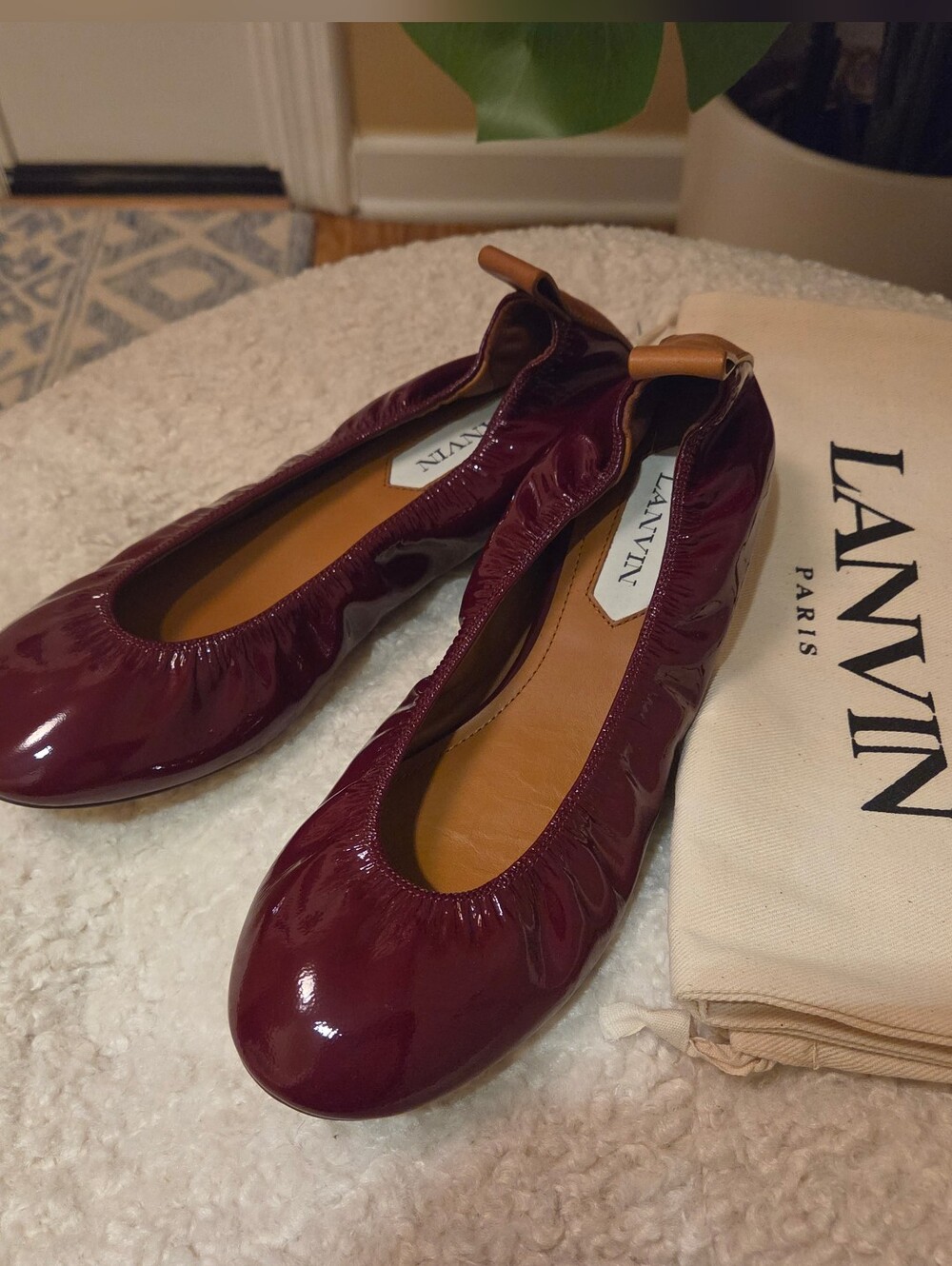 Lanvin Patent Ballet Flat in Burgundy w/shoebag